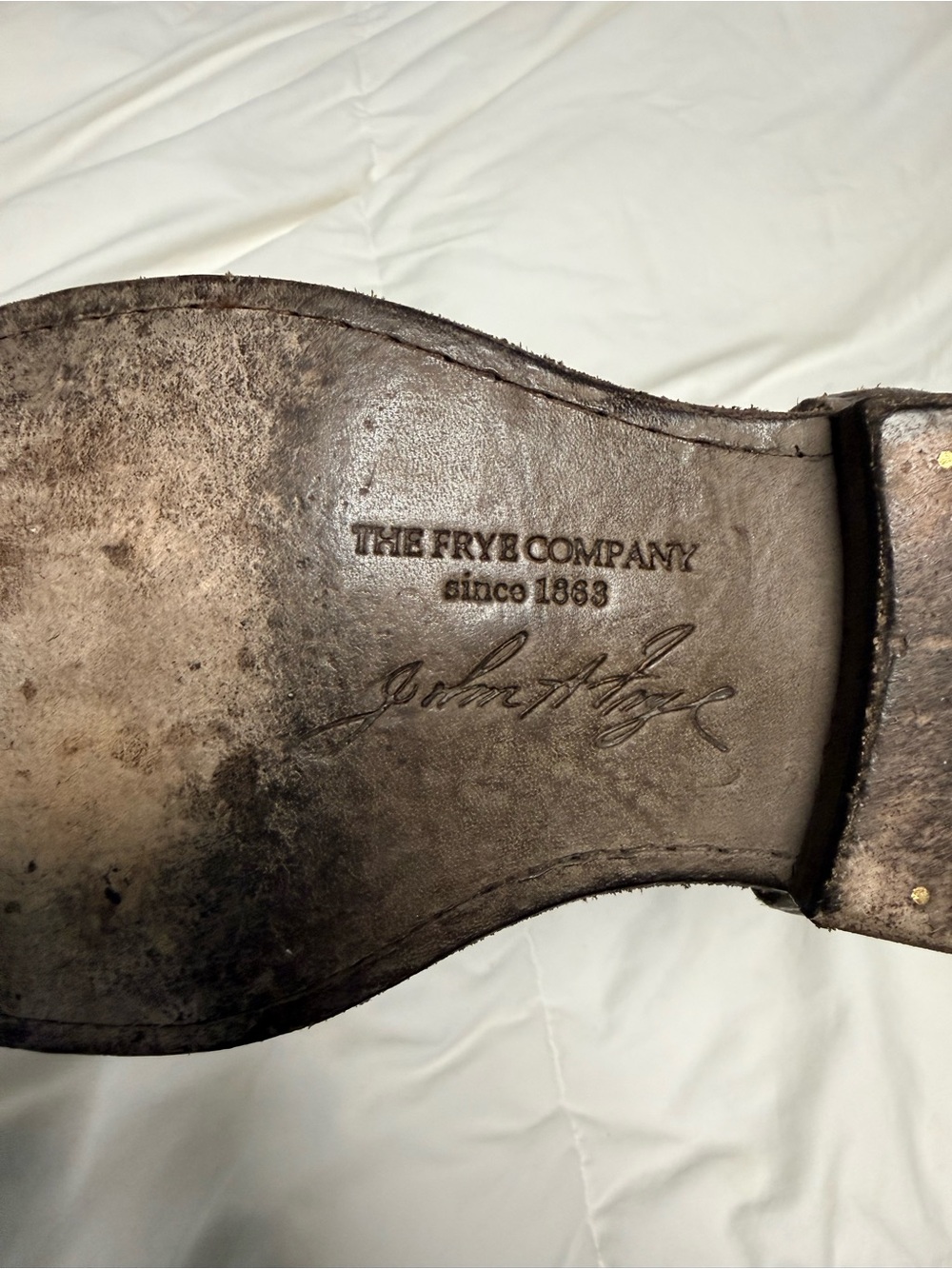 Frye Philip Moto Studded Distressed Brown Leather Ankle Boots - Picture 4 of 16